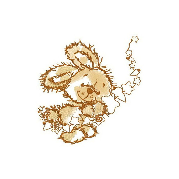 Bunny decorating home embroidery design - Embroidery Design