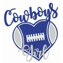 Preview of Cowboys girl alternative embroidery design featuring a playful stitching pattern for fans.