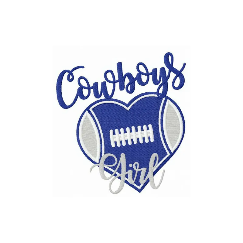 Preview of Cowboys girl alternative embroidery design featuring a playful stitching pattern for fans.