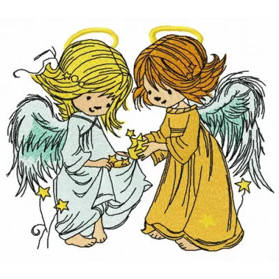 Preview of the Stars for Angels 3 embroidery design featuring intricate angel motifs and star patterns.