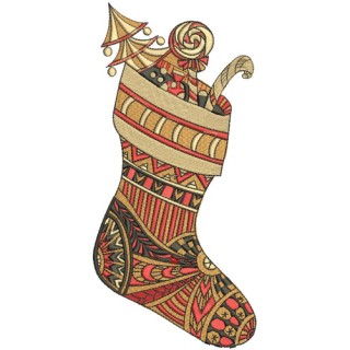 Christmas sock 8 embroidery design - Embroidery Design