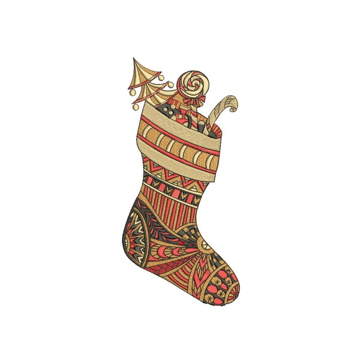Christmas sock 8 embroidery design - Embroidery Design