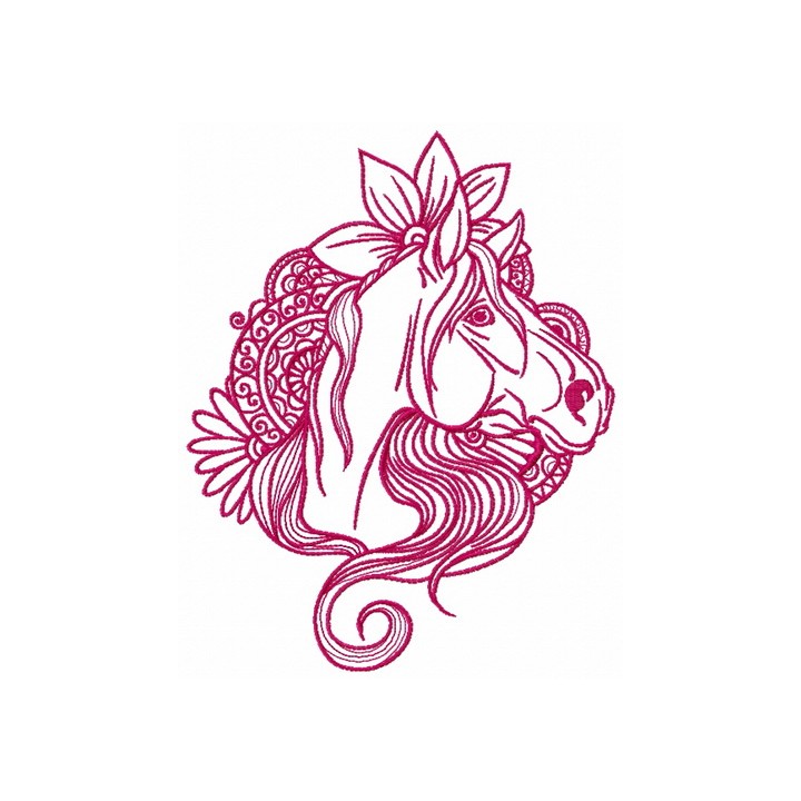 Horse with lotus flower 3 embroidery design - Embroidery Design