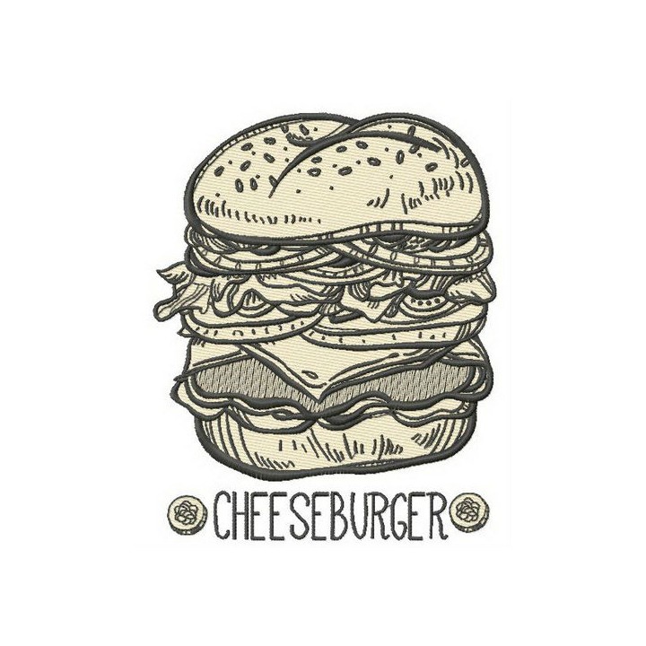Cheeseburger embroidery design - Embroidery Design