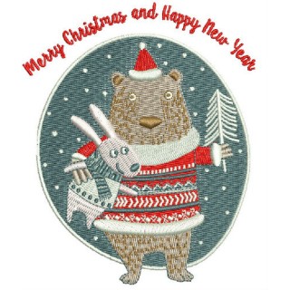 Bear and bunny embroidery design - Embroidery Design