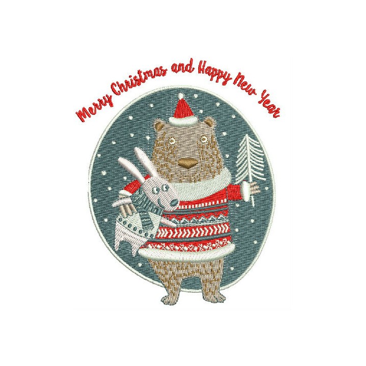 Bear and bunny embroidery design - Embroidery Design