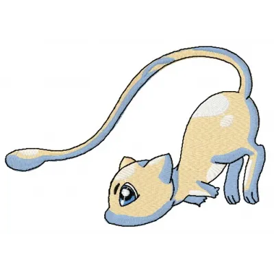 Mew 3 embroidery design showcasing a playful Pokémon motif, perfect for stitching on t-shirts and tote bags.