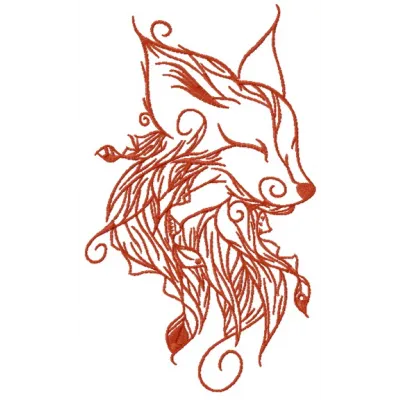 Forest fox spirit 3 embroidery design showcasing a whimsical fox motif, perfect for various fabric projects.