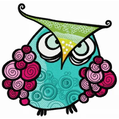 Preview of the Grouchy Owl 3 embroidery design, featuring a whimsical owl character ideal for various stitching projects.