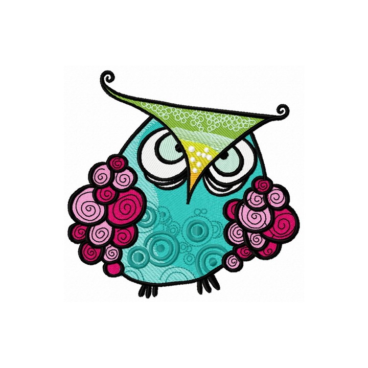 Grouchy owl 3 embroidery design - Embroidery Design