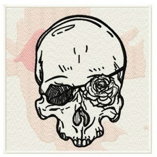Romantic skull embroidery design - Embroidery Design