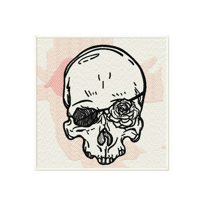 Romantic skull embroidery design - Embroidery Design