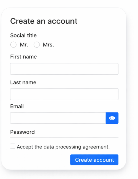 create account form