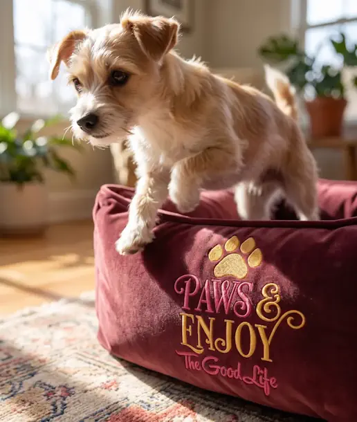 Soft palce for dog with embroidery design