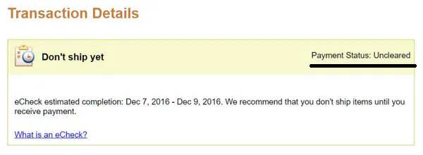 Payment vie e check PayPal